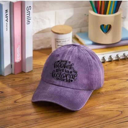 Pagewings Just A Bookish Girl In A Fictional World Washed Cap