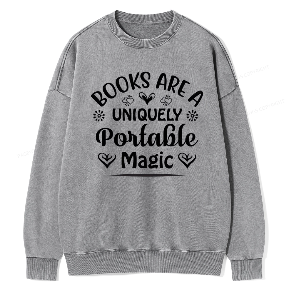 Pagewings Books Are A Uniquely Portable Magic Unisex Washed Sweatshirt