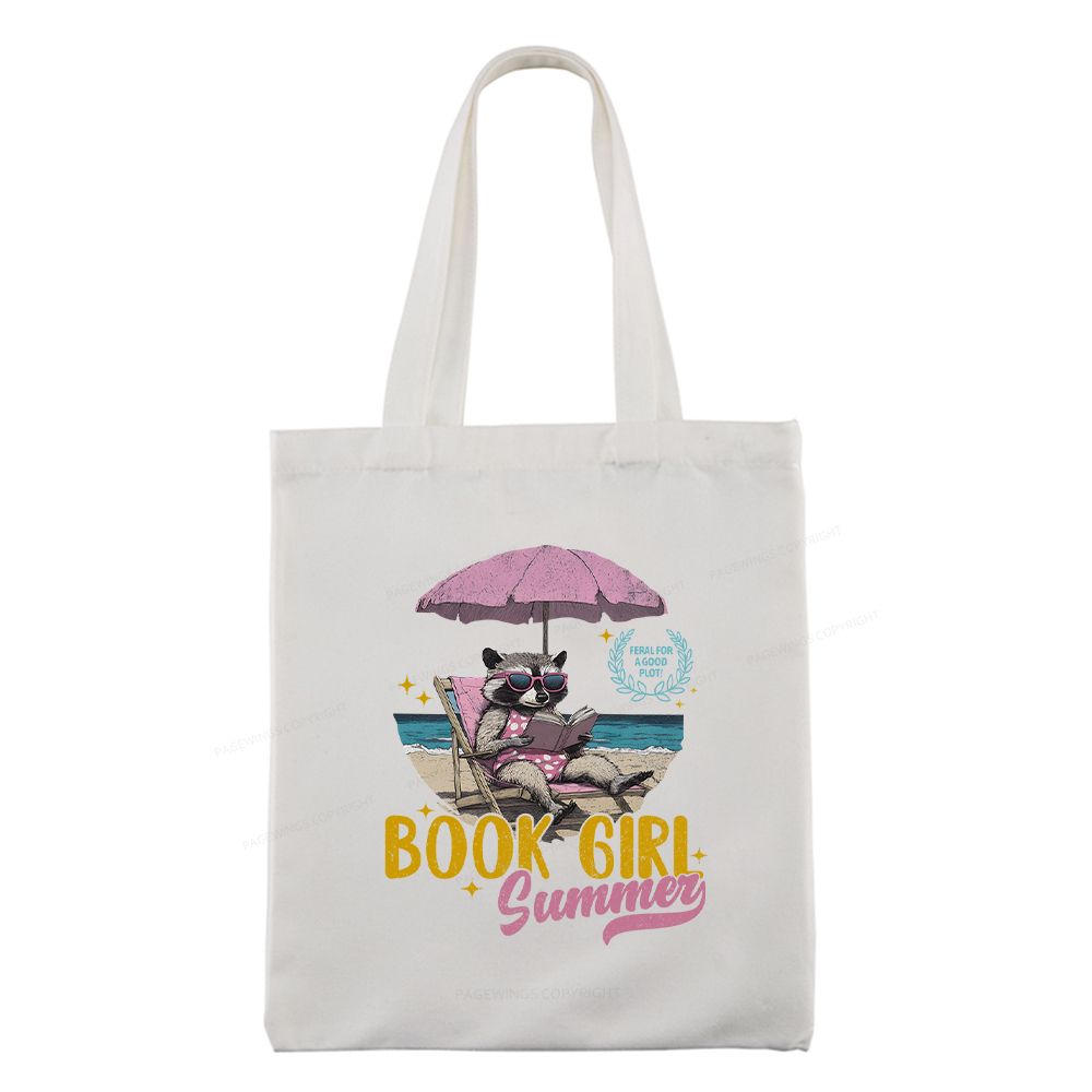 Pagewings Book Girl Summer Tote Bag
