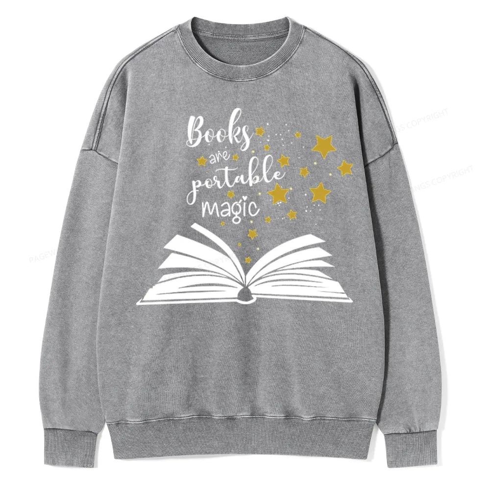 Pagewings Book Are Portable Magic Unisex Washed Sweatshirt