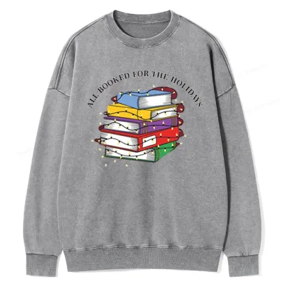 Pagewings Christmas All Booked For the Holidays Unisex Washed Sweatshirt