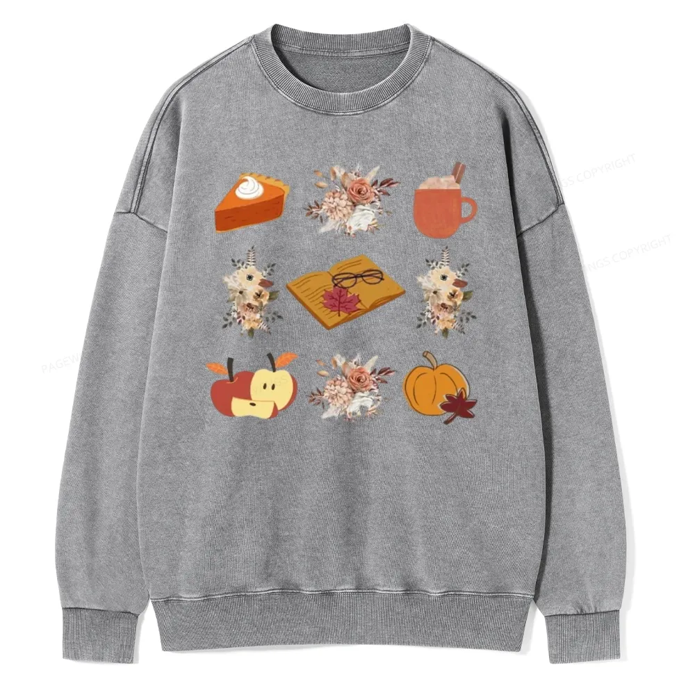 Pagewings Thanksgiving Book Unisex Washed Sweatshirt