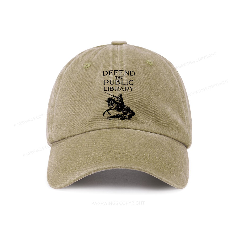Pagewings Defend The Public Library Washed Cap
