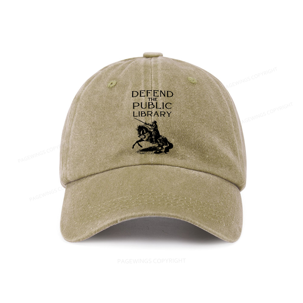 Pagewings Defend The Public Library Washed Cap