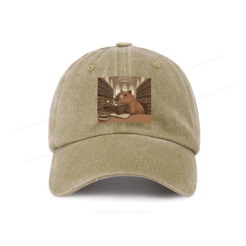 Pagewings The Reader Capybara Washed Cap