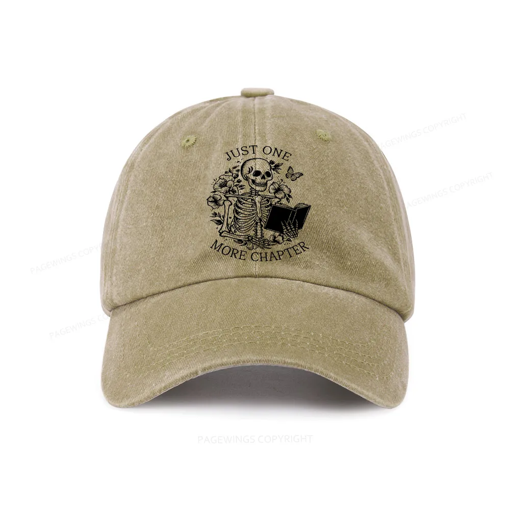 Pagewing One More Chapter Skeleton Unisex Tee Washed Cap