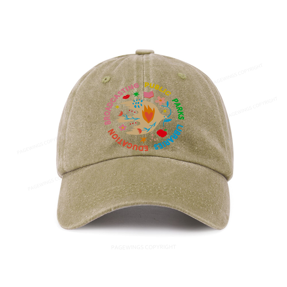Pagewings Public Parks Libraries Education Broadcasting Washed Cap