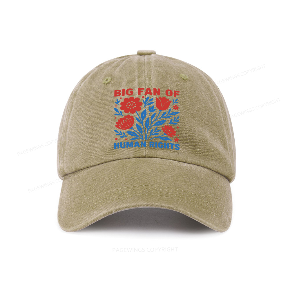Pagewings Big Fan Of Human Rights  Washed Cap
