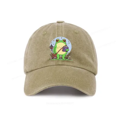 Pagewings Frog Reading Book Washed Cap