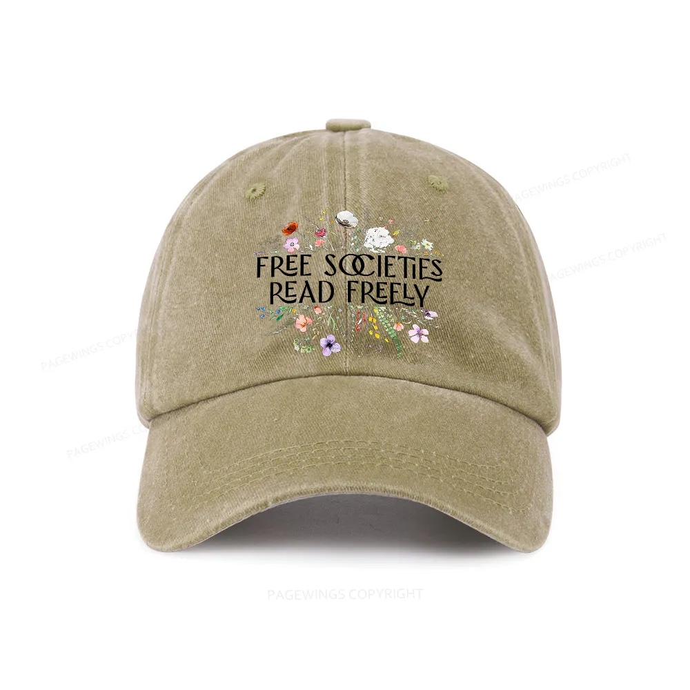 Pagewings Free Societies Read Freely Washed Cap