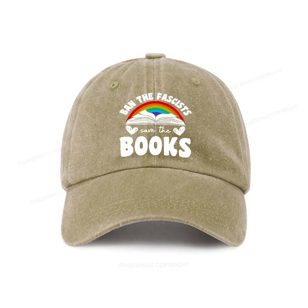 Pagewings Banned books Washed Cap