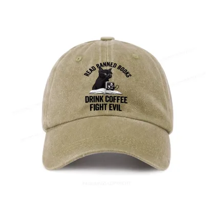Pagewings Read Books Drink Coffee Fight Evil Washed Cap