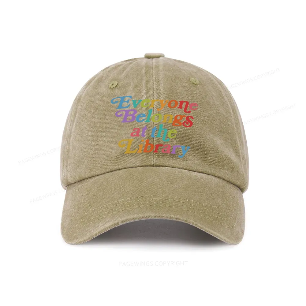 Pagewings Everyone belongs at the library Washed Cap