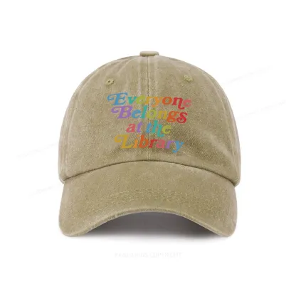 Pagewings Everyone belongs at the library Washed Cap