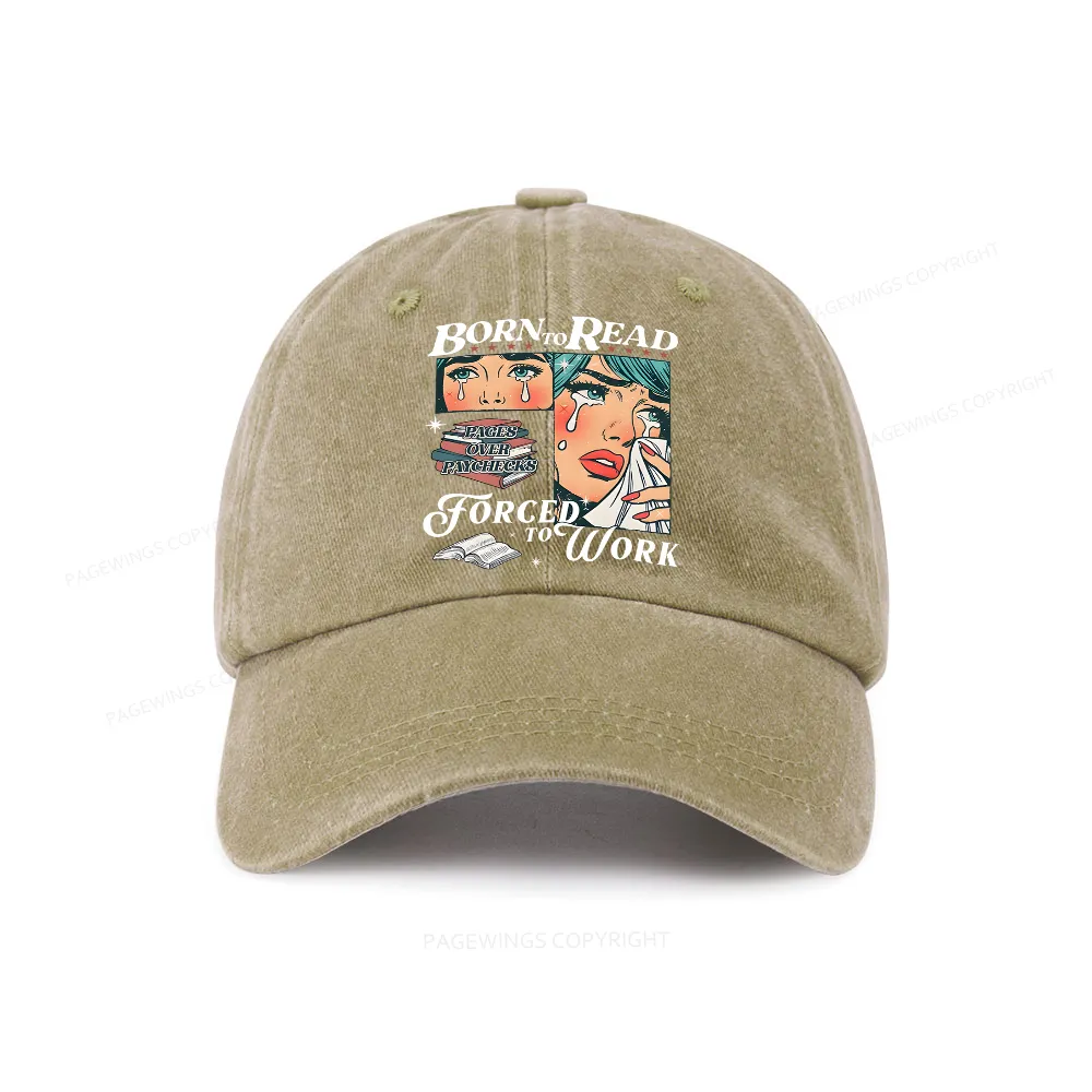 Pagewings Born To Read Bookish Washed Cap