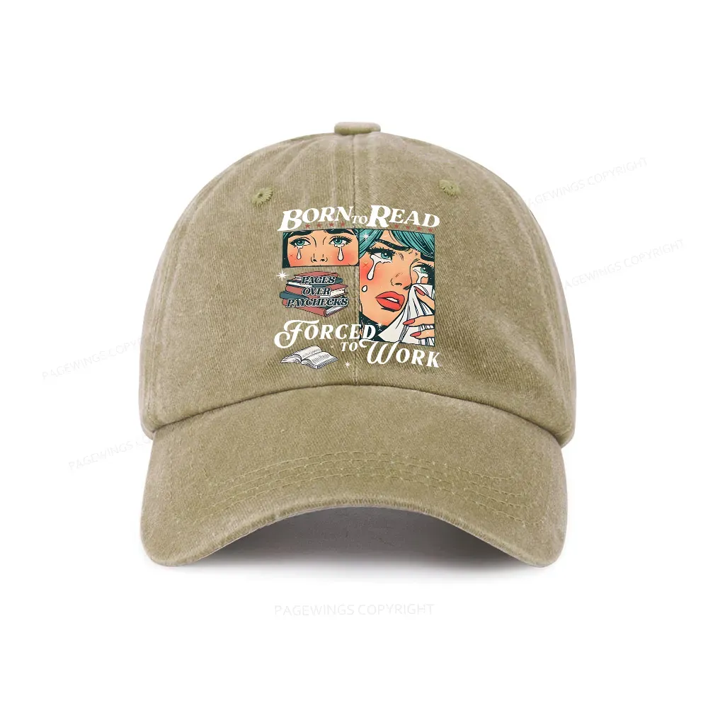 Pagewings Born To Read Bookish Washed Cap