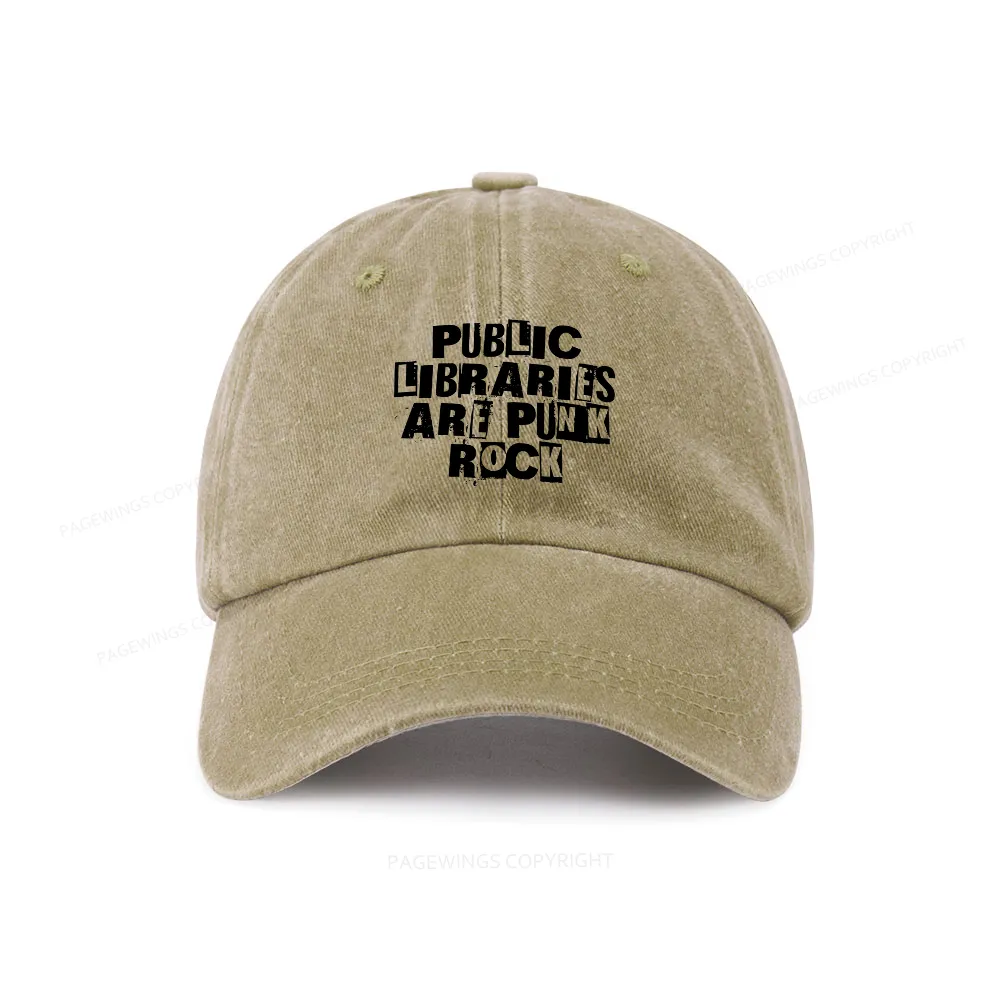 Pagewings Public Libraries Are Punk Rock Washed Cap