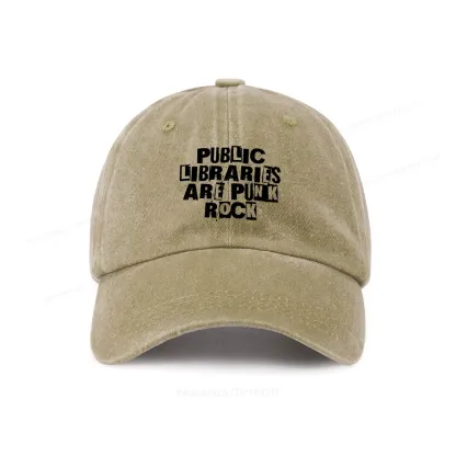 Pagewings Public Libraries Are Punk Rock Washed Cap