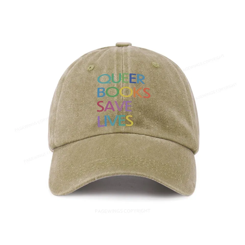 Pagewings Queer Books Save Lives Washed Cap