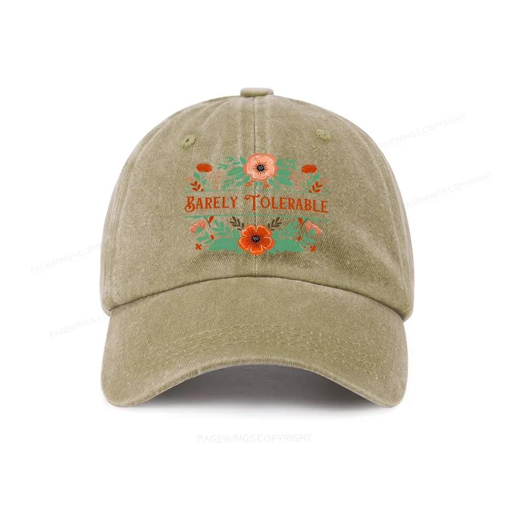 Pagewings Barely Tolerable Book Lover Bookish Washed Cap
