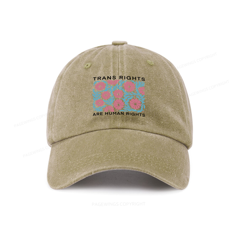 Pagewings Trans Rights Are Human Rights Washed Cap