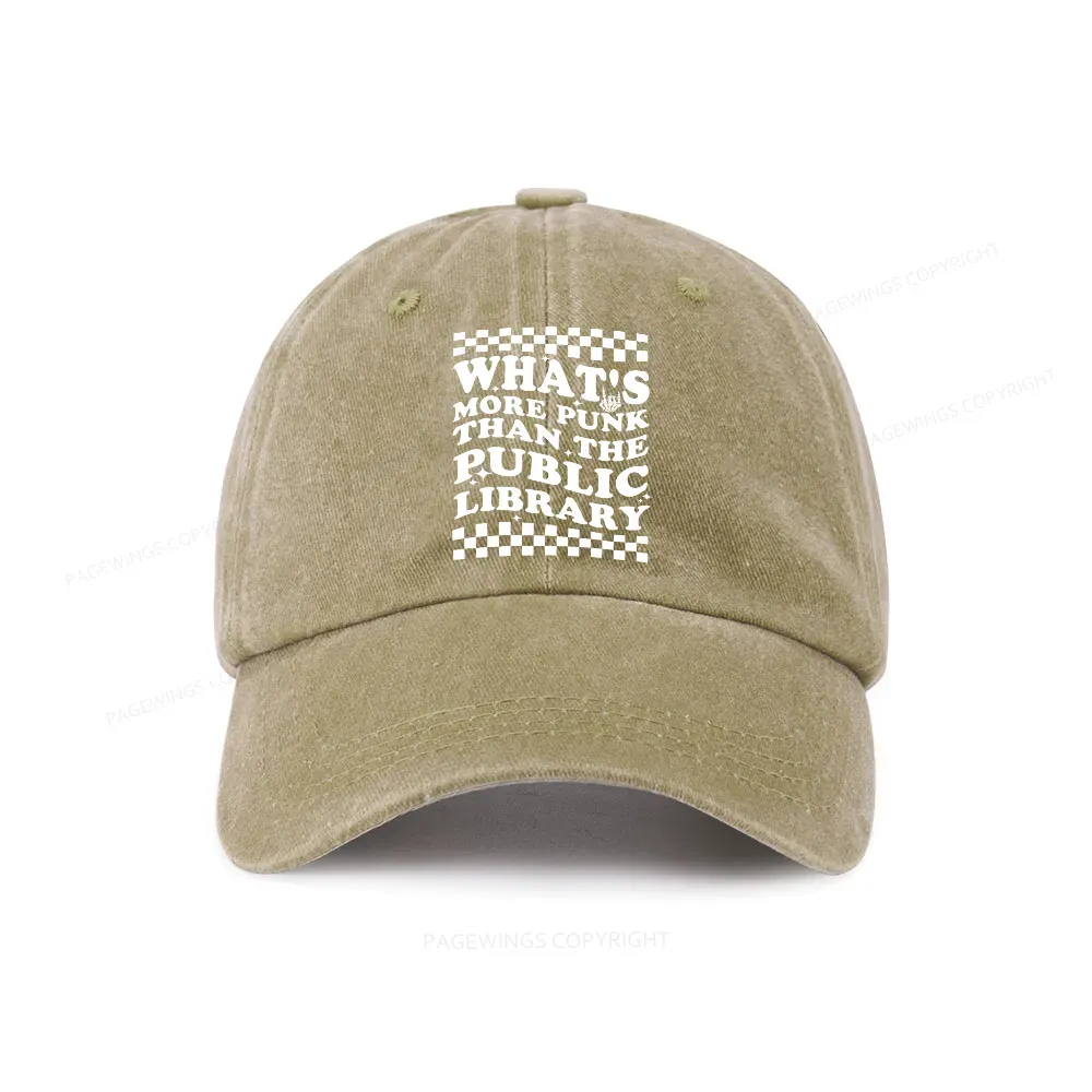 Pagewings punk the public library Washed Cap