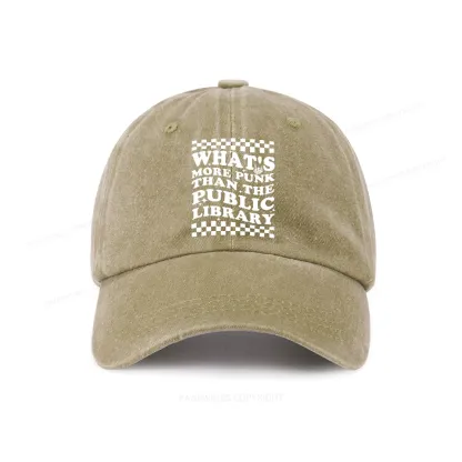 Pagewings punk the public library Washed Cap