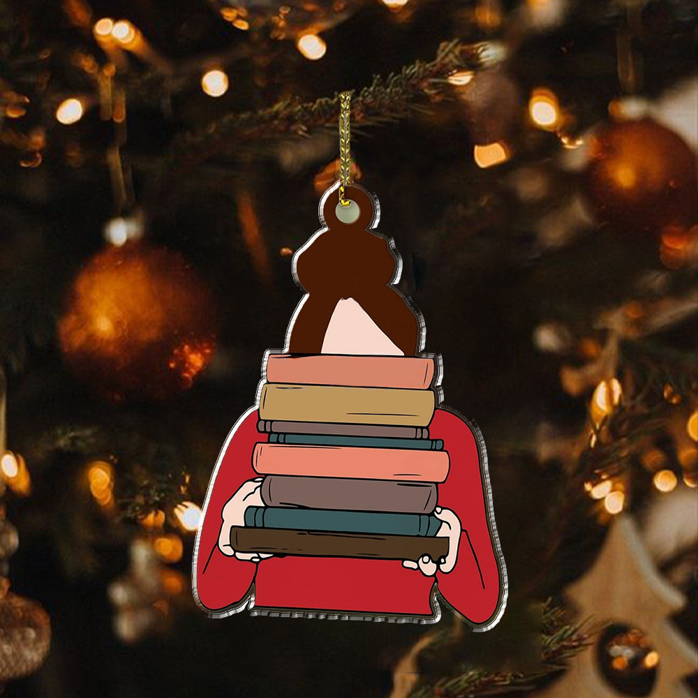 Pagewings Personalized Christmas Bookworm Girl Ornament