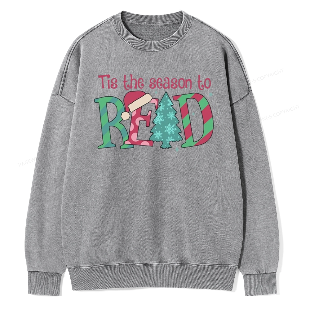 Pagewings Christmas Reading Unisex Washed Sweatshirt