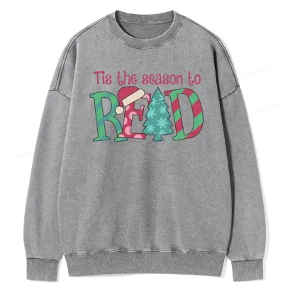 Pagewings Christmas Reading Unisex Washed Sweatshirt