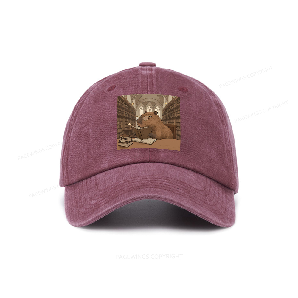 Pagewings The Reader Capybara Washed Cap