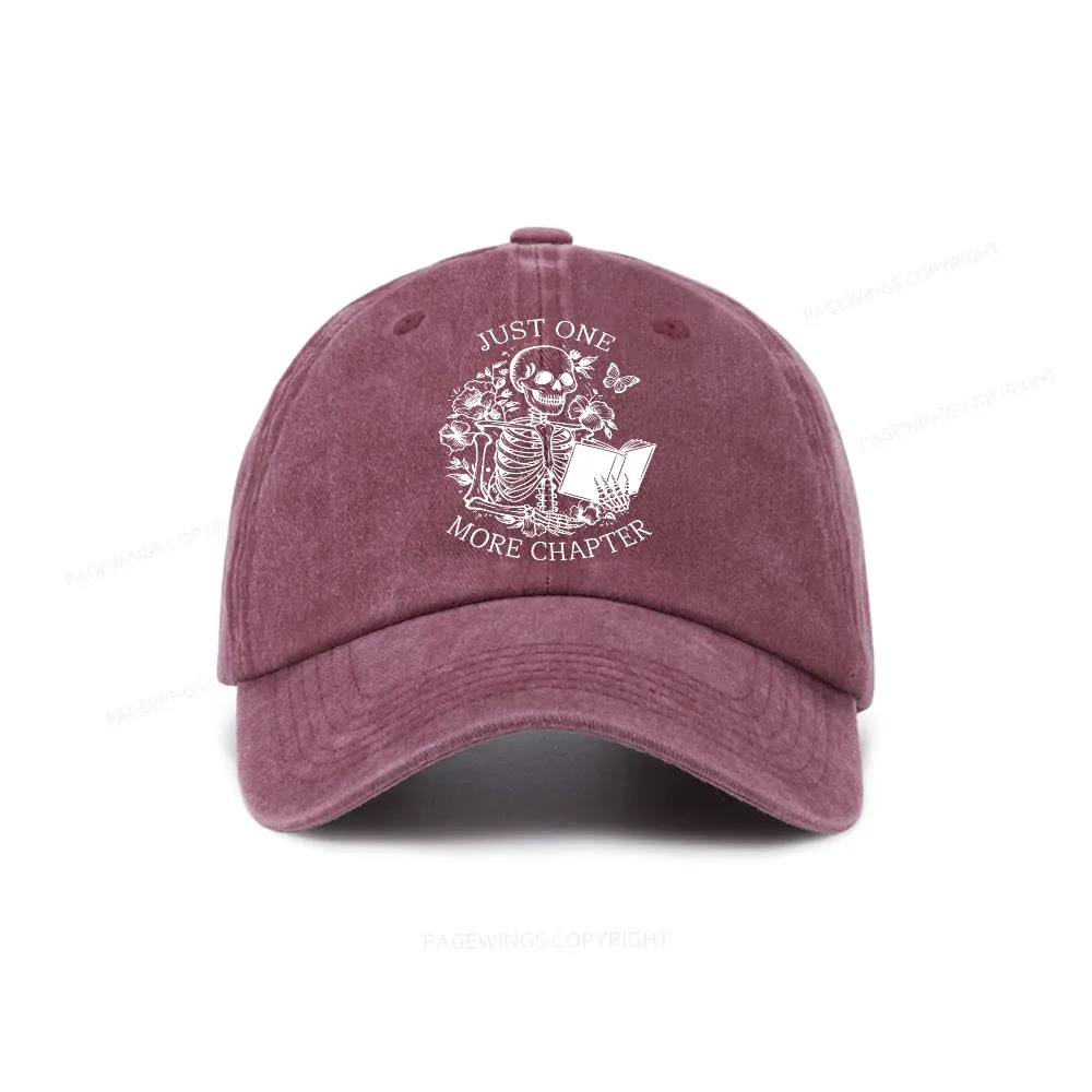 Pagewing One More Chapter Skeleton Unisex Tee Washed Cap