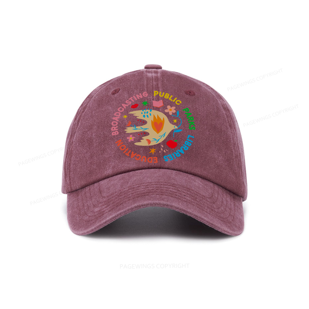 Pagewings Public Parks Libraries Education Broadcasting Washed Cap