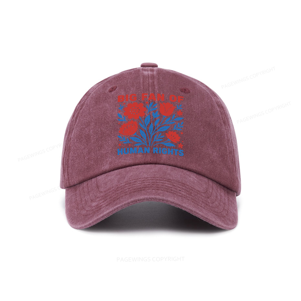 Pagewings Big Fan Of Human Rights  Washed Cap