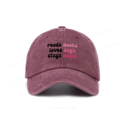 Pagewing Read Books & Love Dogs & Stay Home Washed Cap