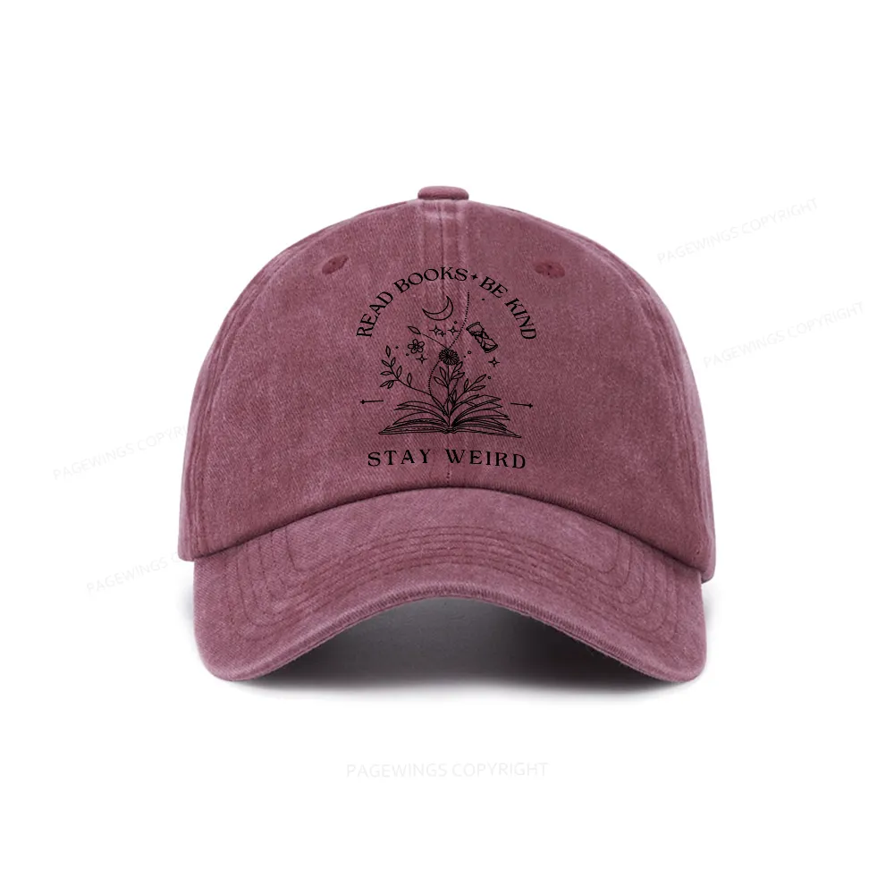 Pagewings Comfort Colors Read Books Be Kind Stay Weird Washed Cap