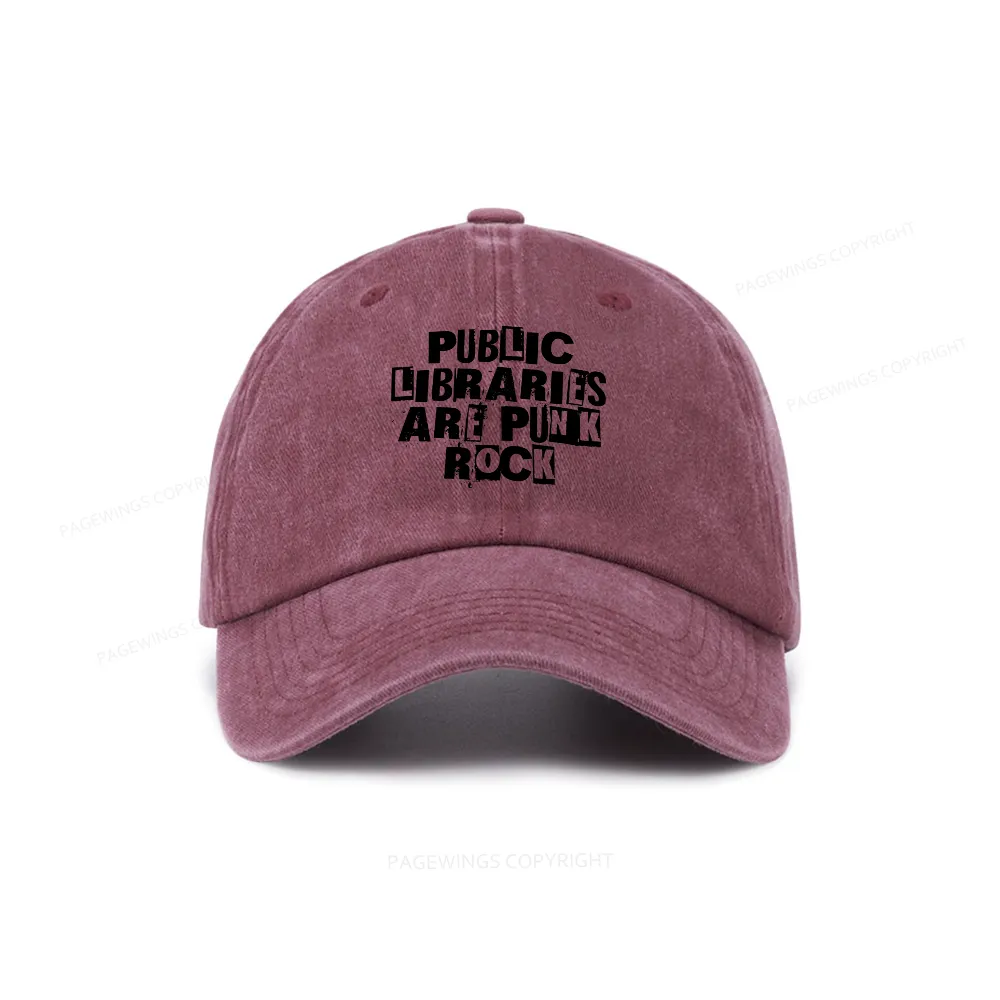 Pagewings Public Libraries Are Punk Rock Washed Cap
