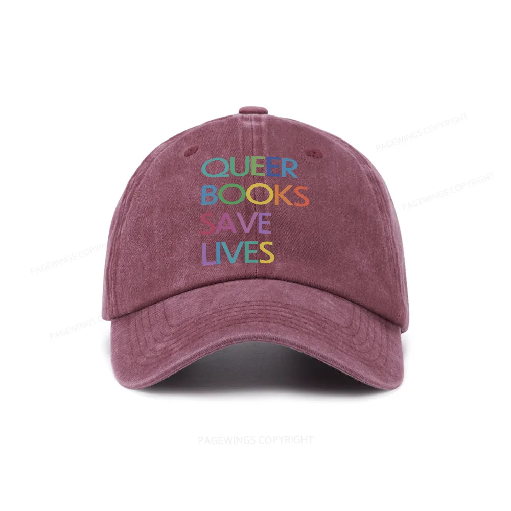 Pagewings Queer Books Save Lives Washed Cap