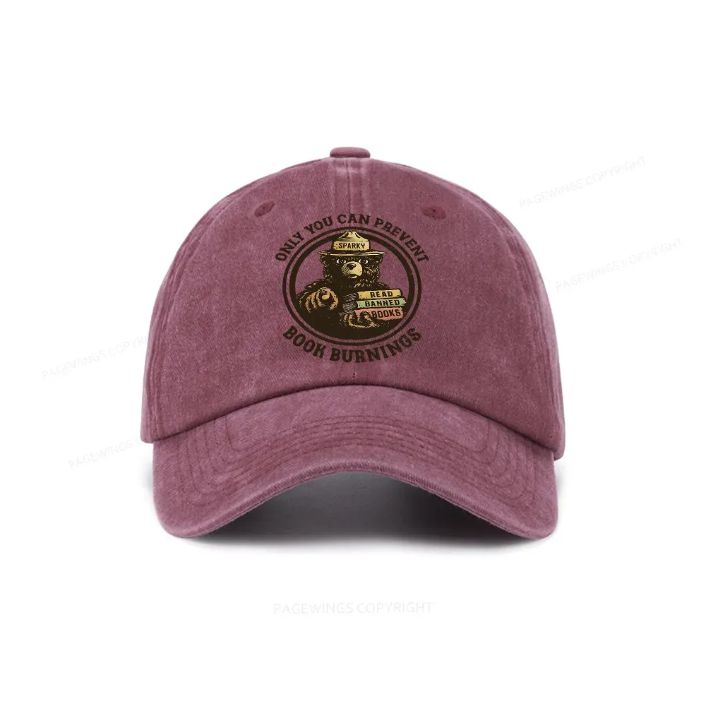 Pagewings Only You Can Prevent Book Burnings Washed Cap