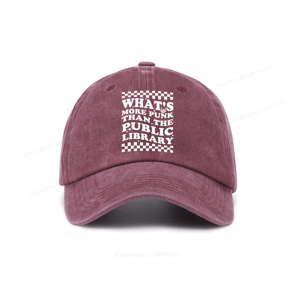 Pagewings punk the public library Washed Cap