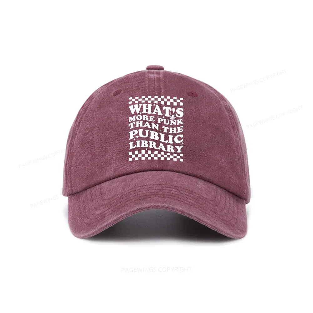 Pagewings punk the public library Washed Cap