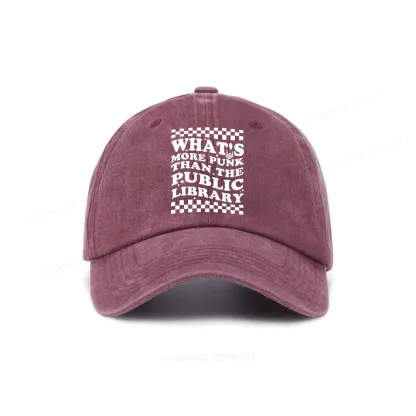 Pagewings punk the public library Washed Cap