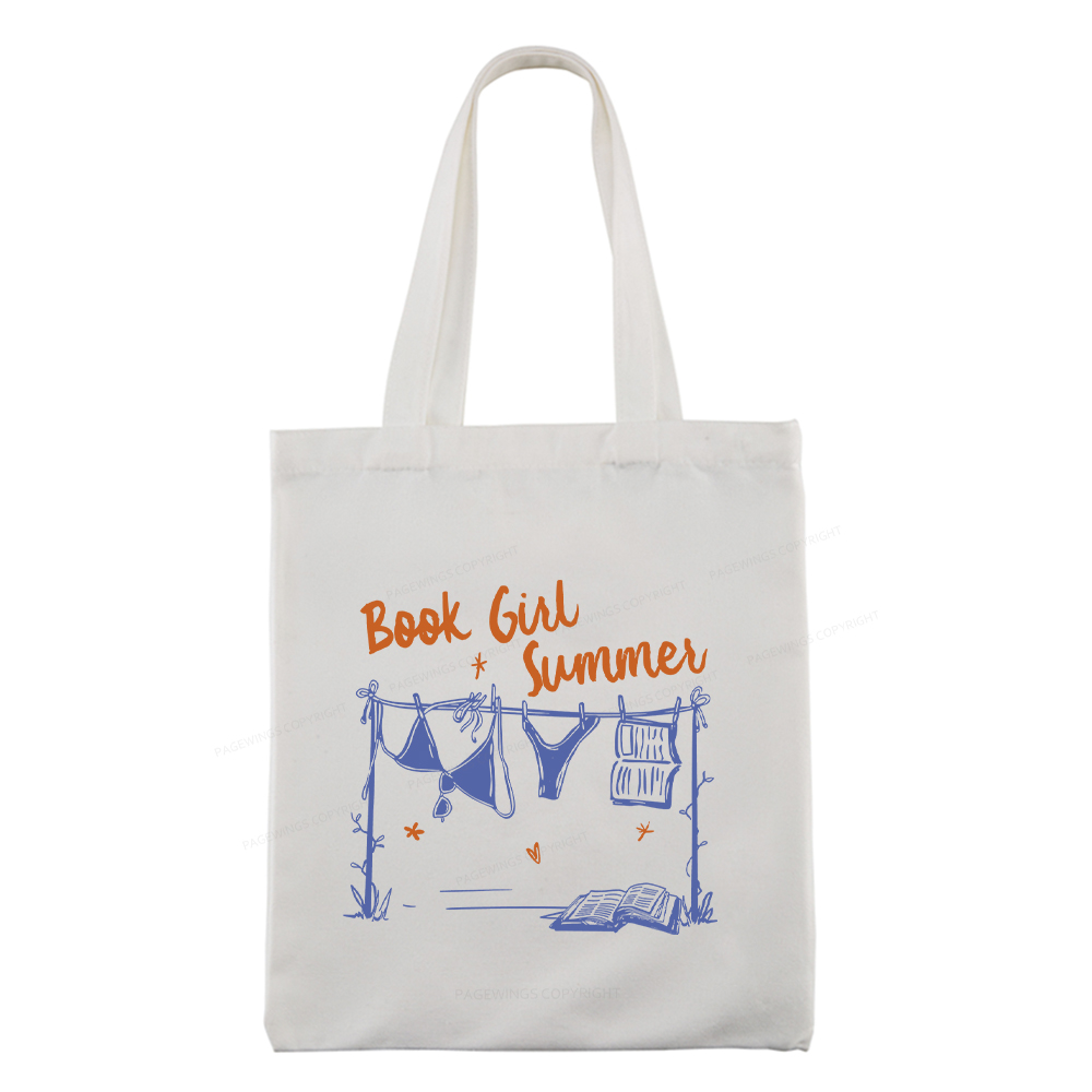 Pagewings Book Girl Summer Bookish Tote Bag