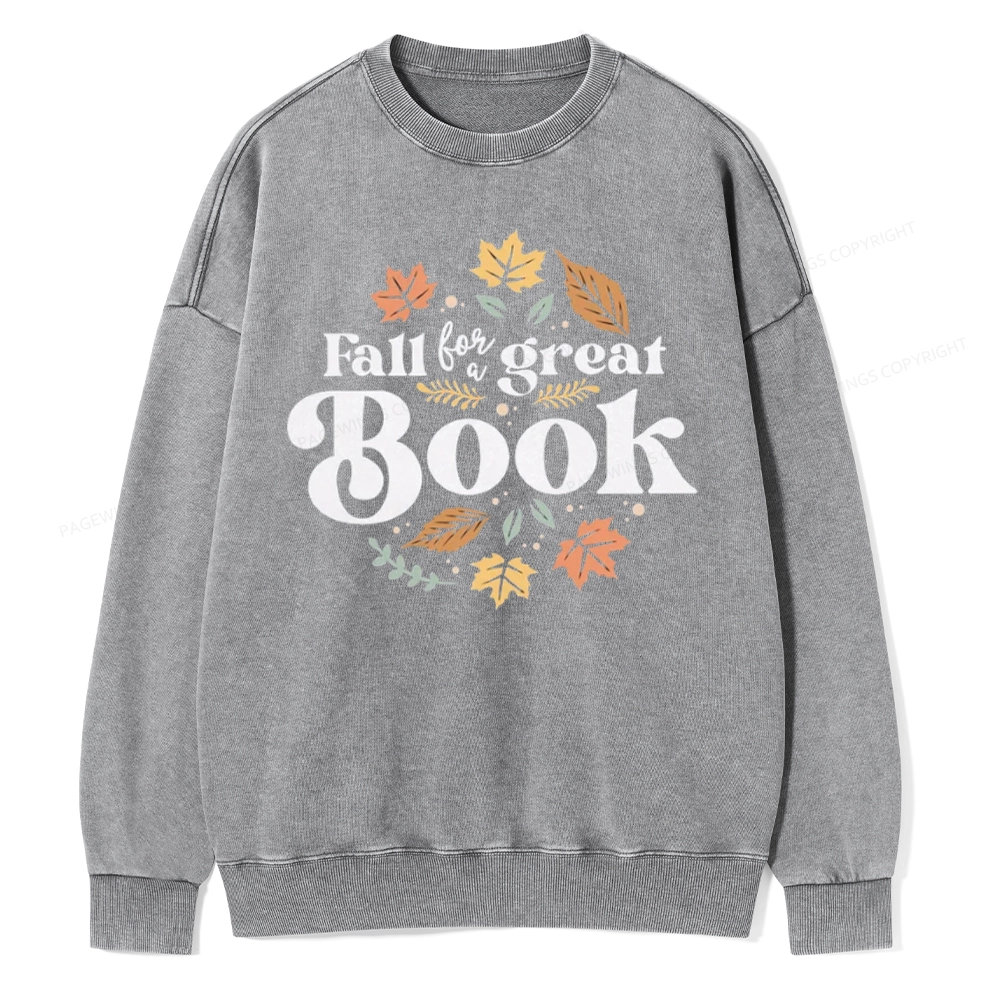 Pagewings Thanksgiving Fall For A Great Book Unisex Washed Sweatshirt