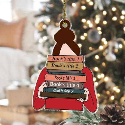 Pagewings Personalized Christmas Bookworm Girl Ornament