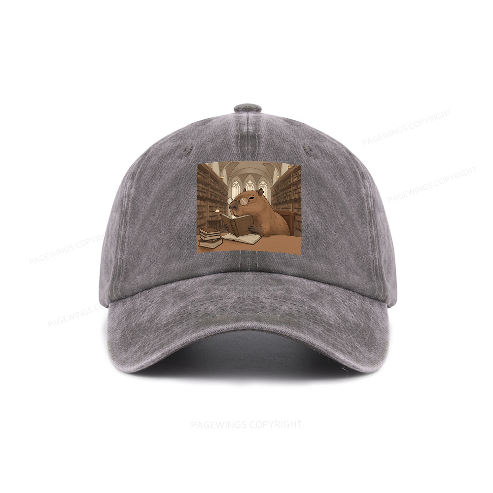 Pagewings The Reader Capybara Washed Cap