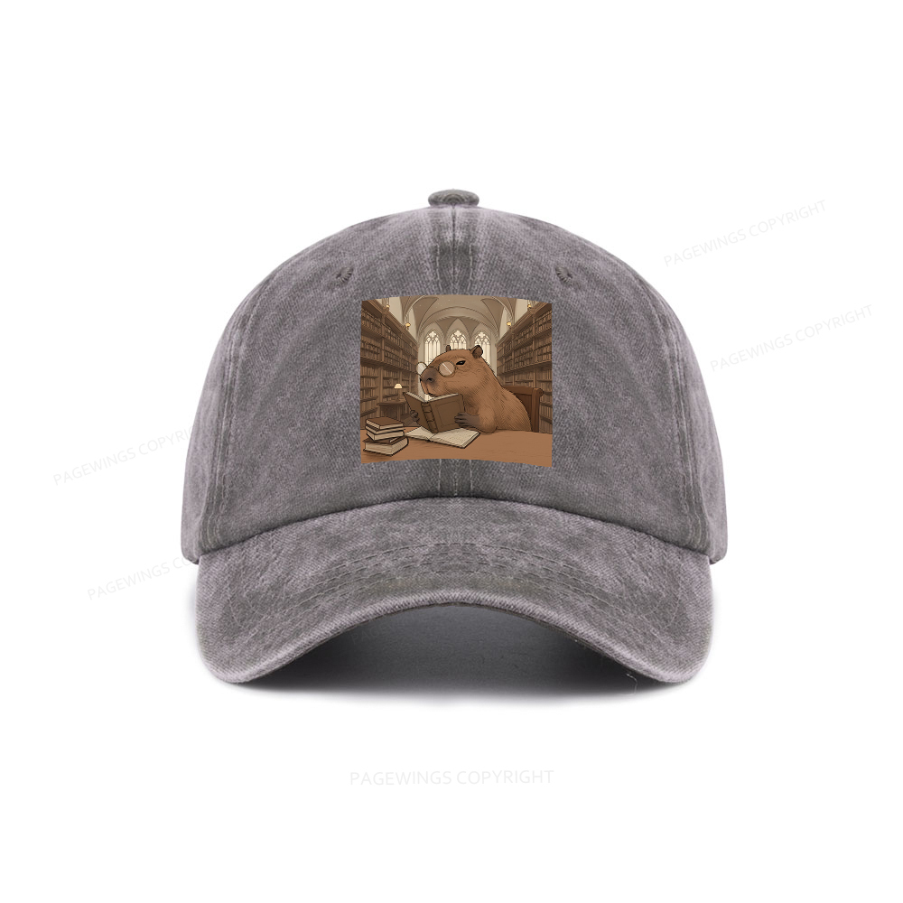 Pagewings The Reader Capybara Washed Cap
