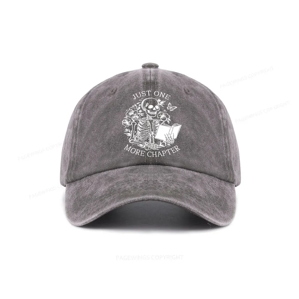 Pagewing One More Chapter Skeleton Unisex Tee Washed Cap