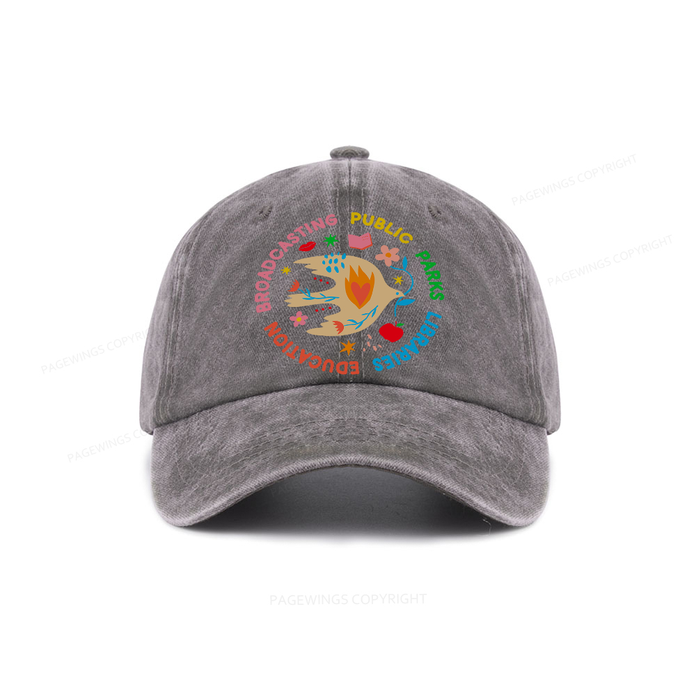 Pagewings Public Parks Libraries Education Broadcasting Washed Cap
