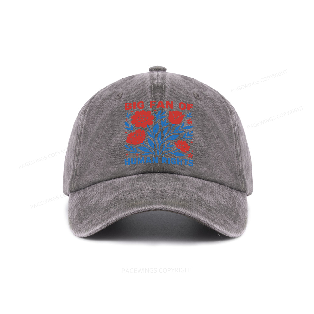 Pagewings Big Fan Of Human Rights  Washed Cap